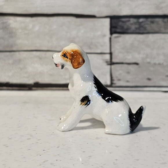 Vintage Japan Jack Russell Terrier Dog With Bone Miniature Figurine - Picture 2 of 8
